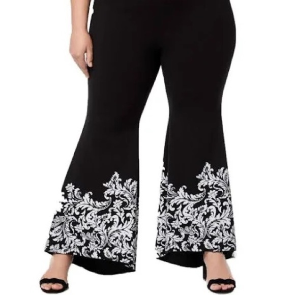 INC International Concepts NWT Plus Size Printed Tulip Hem Pants Black Size 18W - Picture 5 of 10
